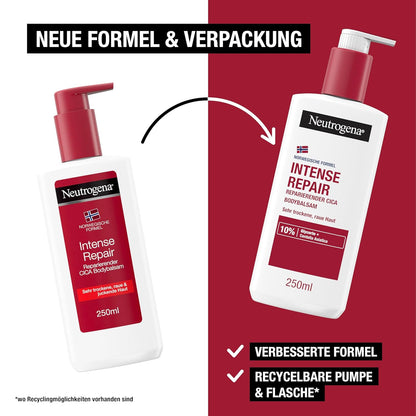 Neutrogena Intense Repair Reparierender CICA Bodybalsam, Feuchtigkeitsspendende Bodylotion Mit Glycerin & Centella Asiatica, Nicht Fettende Körperlotion Für Raue, Sehr Trockene Haut (250 Ml)