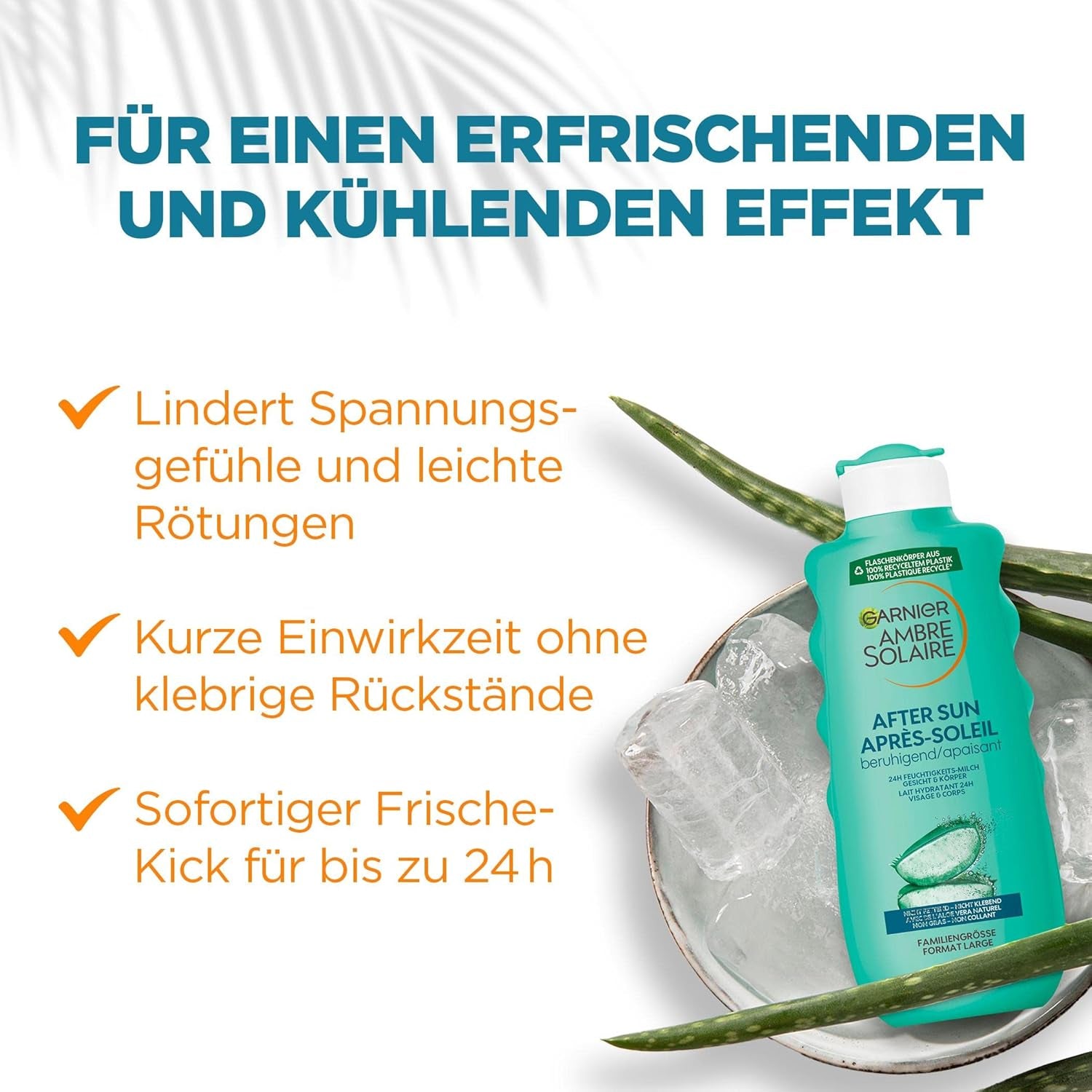 Garnier after Sun Lotion, Kühlende Und Beruhigende Bodylotion Mit Aloe Vera, Ambre Solaire Feuchtigkeits-Milch, 1 X 400 Ml