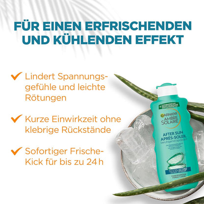 Garnier after Sun Lotion, Kühlende Und Beruhigende Bodylotion Mit Aloe Vera, Ambre Solaire Feuchtigkeits-Milch, 1 X 400 Ml