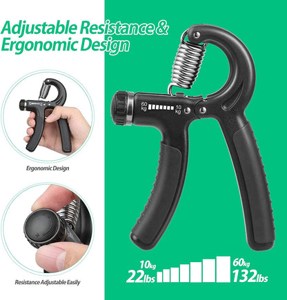 Grip Strength Trainer - Adjustable Resistance 22-132Lbs (10-60Kg)