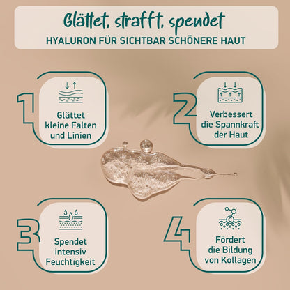 Bio Hyaluron Serum Hochdosiert - Beste Hyaluronsäure (Oligo) - 8-Fach Anti-Falten-Komplex- Mit 4 Hyalurongrößen - Frei Von Alkohol & Parfüm 100Ml - Hyaluronsäure Serum Made in Germany